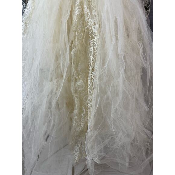 Vintage Lace and Tulle Tea Length Wedding Dress Sz Small - Picture 4 of 7